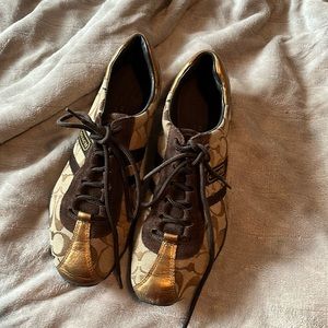 Coach brown and gold shoes